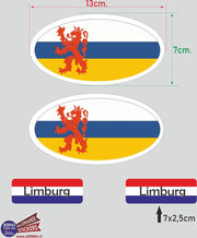 Provincie Limburg vlaggen auto sticker set.