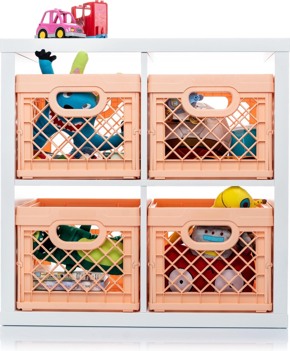 Vouwkrat - 25 liter - vierkant - roze - Tontarelli - 3 stuks