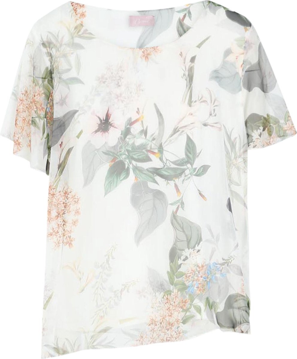 Cassis - Blouse met bloemenprint - Kaki