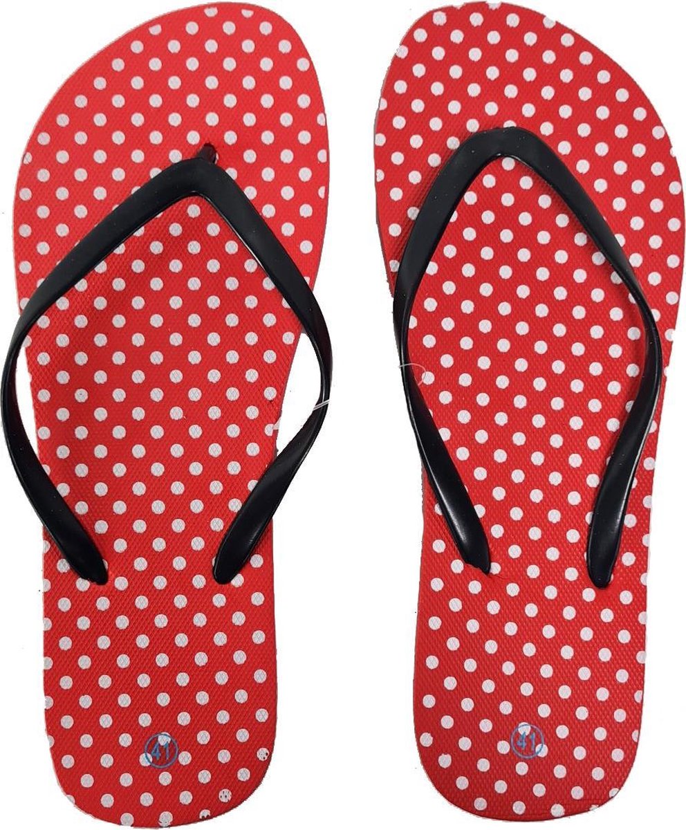 Sorprese vlinder – slippers – rood stip – maat 38 – slippers dames – teenslippers - badslippers