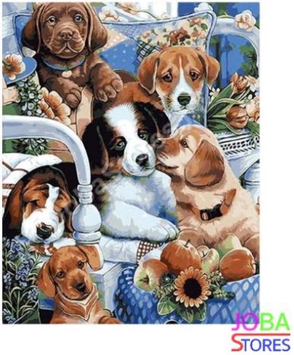Schilderen op nummer Puppies 40x50cm