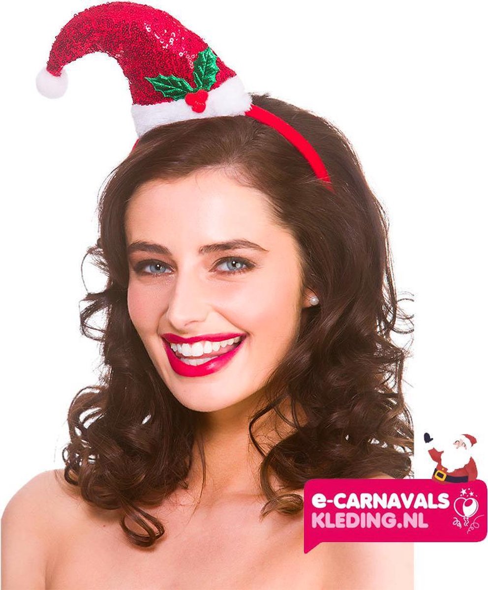 Kerstmuts op diadeem | Leuke haarband met glitter kerstmuts op diadeem