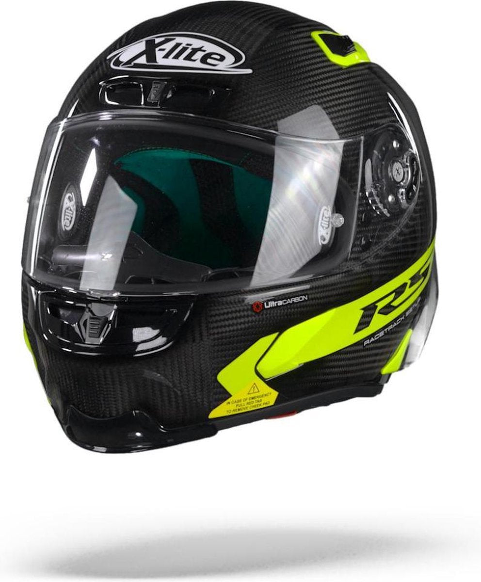 X-Lite X-803 RS Ultra Carbon Hot Lap 16 Carbon Black Yellow Full Face Helmet XL