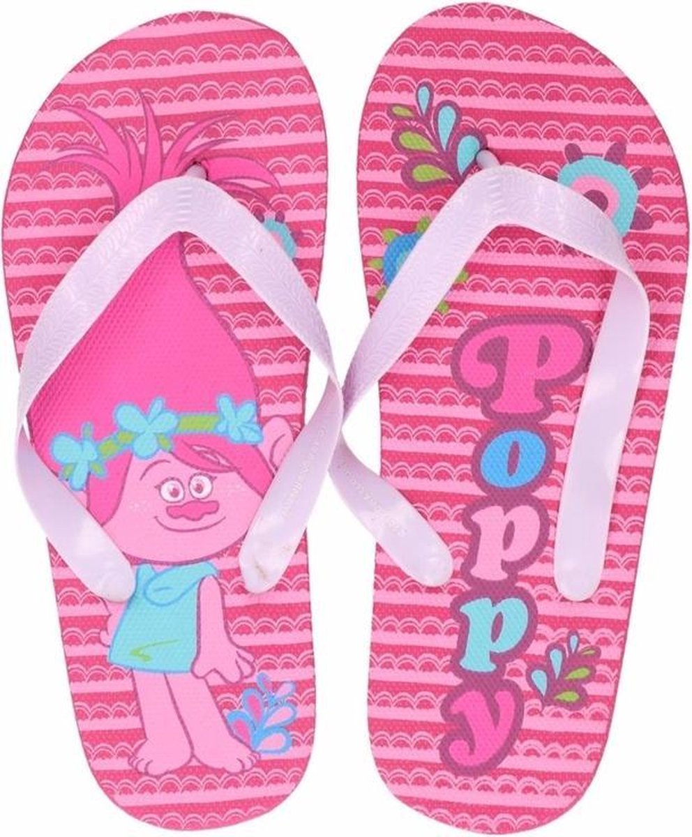 Trolls teenslippers roze Poppy voor meisjes 33/34 (7-10 jaar)
