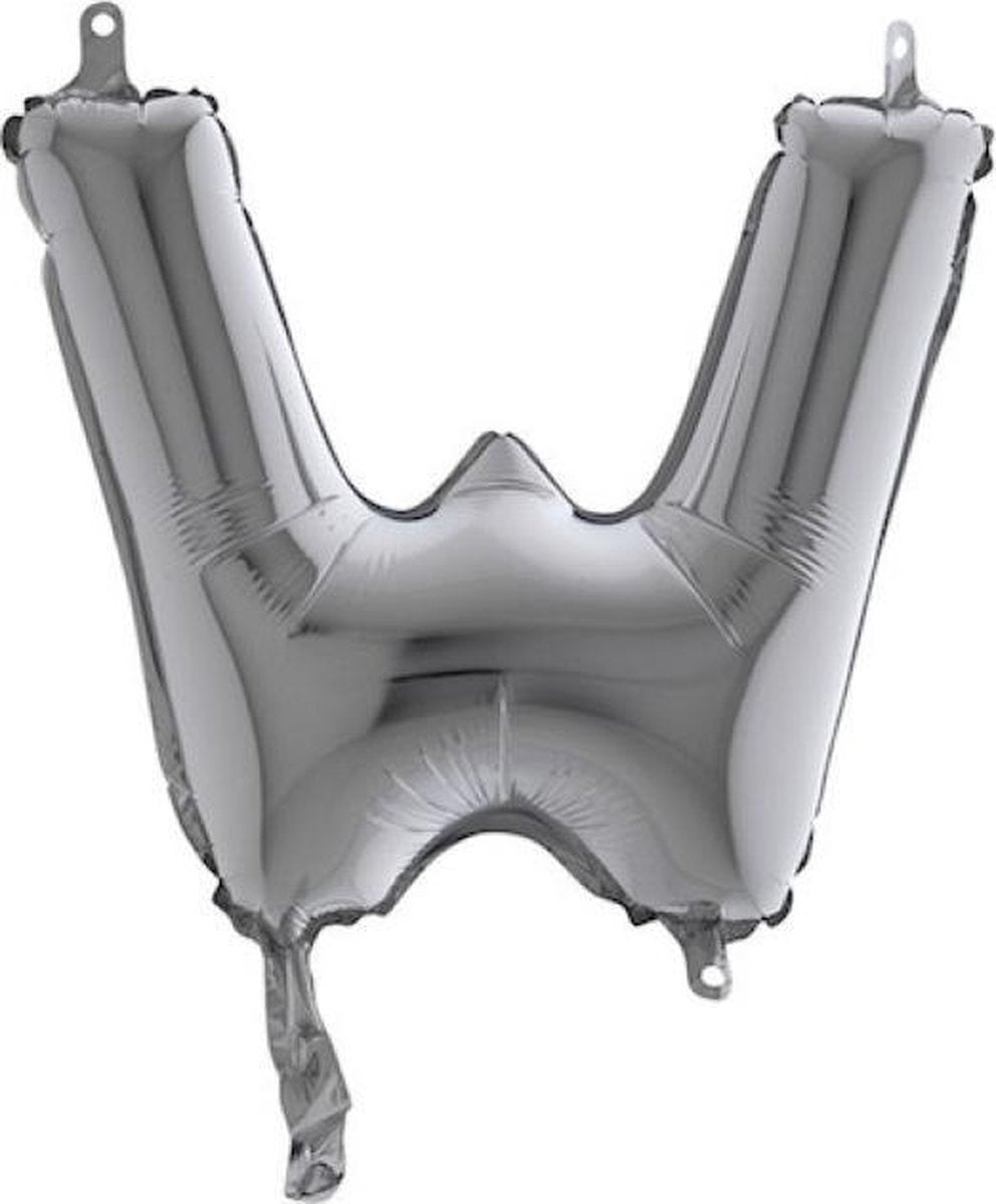 Folieballon - Letter W - Zilver - Grabo Balloons - 35cm