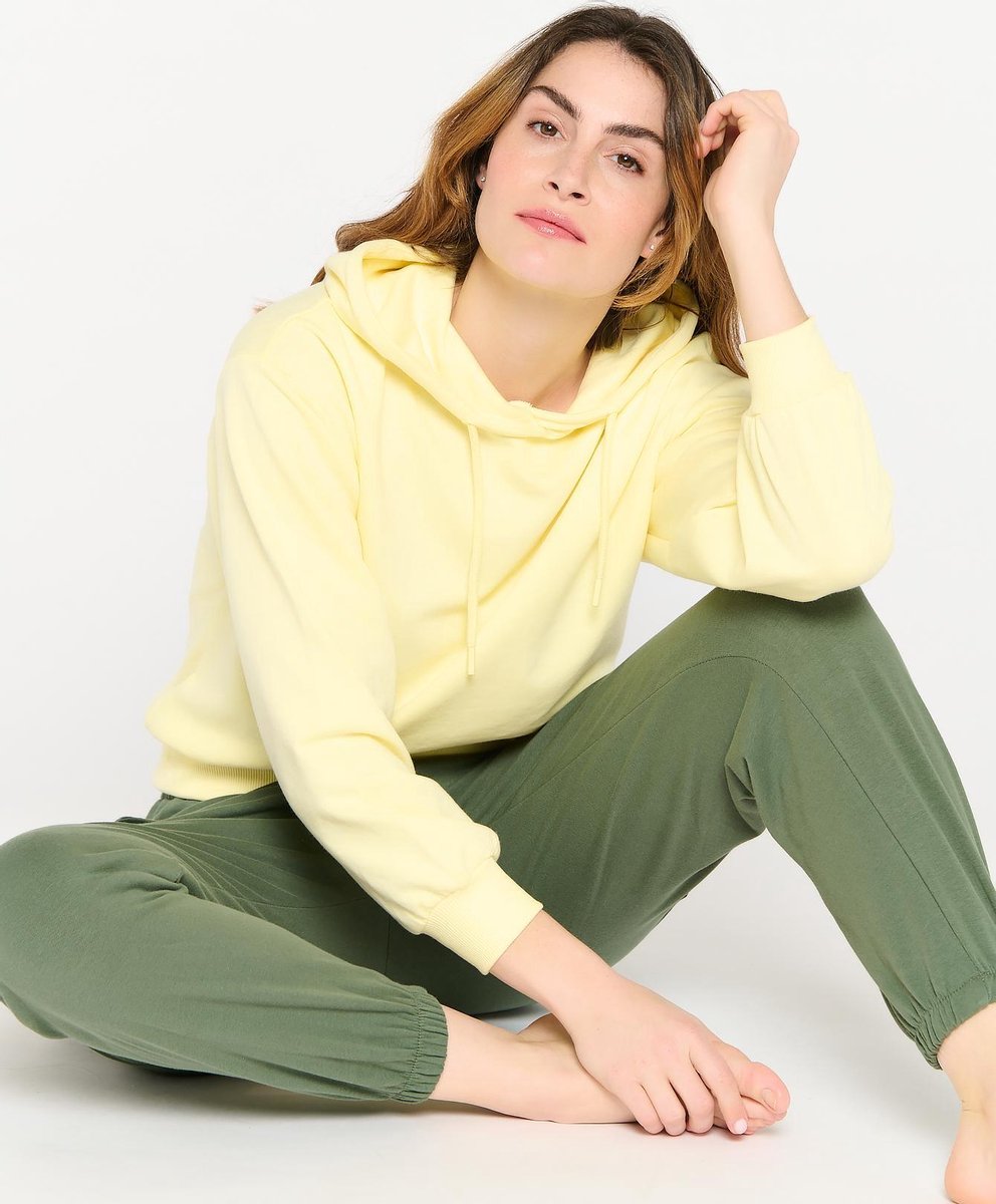 Comfortabele hoody met touwtjes - Geel