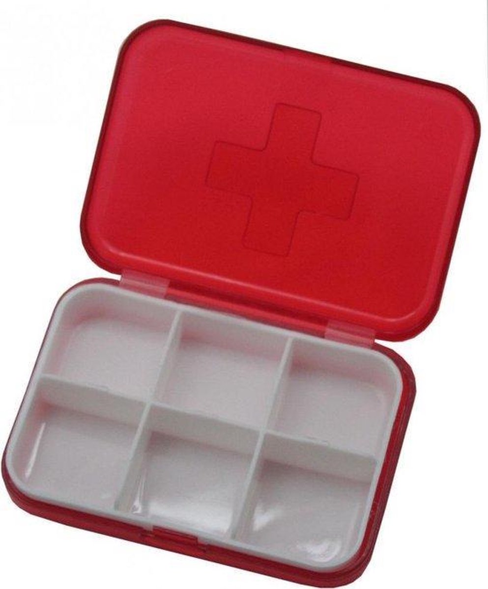Pillendoos 1 + 1 Gratis - 6 vakjes - Doos met medicijnen - Pillen planner - Medicijndoos - klein formaat voor reizen