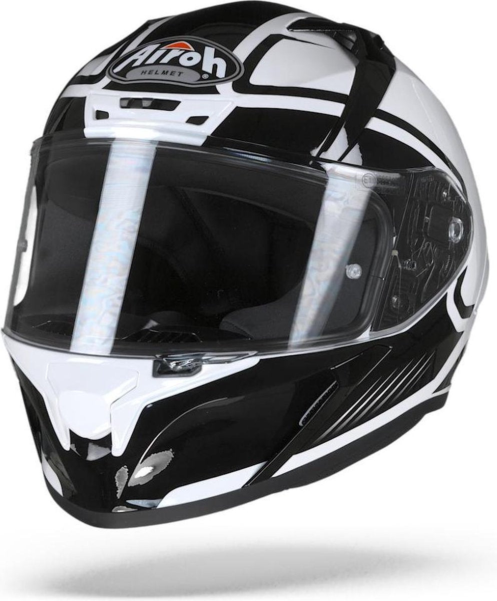 Airoh Valor Marshall Glans Wit Zwart Integraalhelm - Motorhelm - Maat S