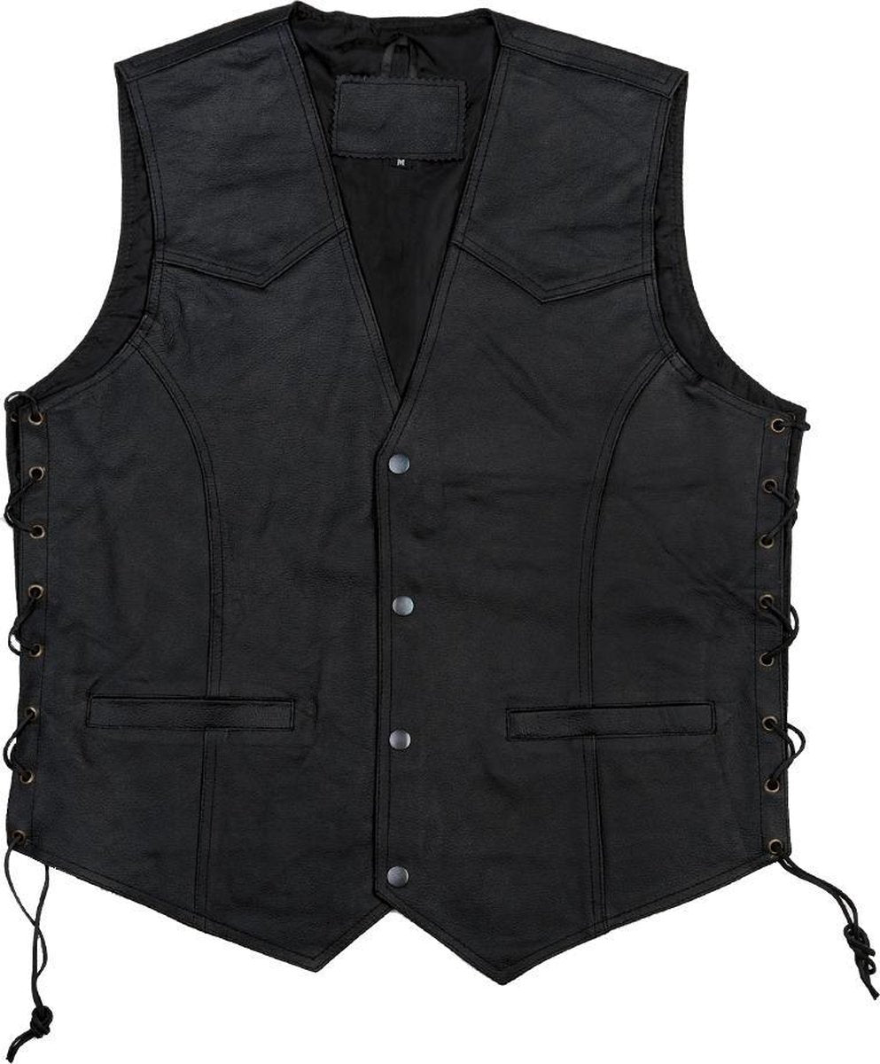 Biker vest leder zwart