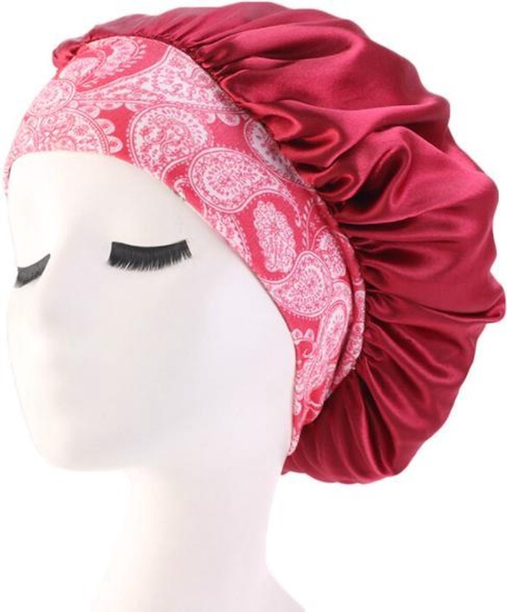 Bonnet Satijn XL|Slaapmuts Satijn|Hoofddeksel|Unisex|Cabantis|Kente Clothes Rood
