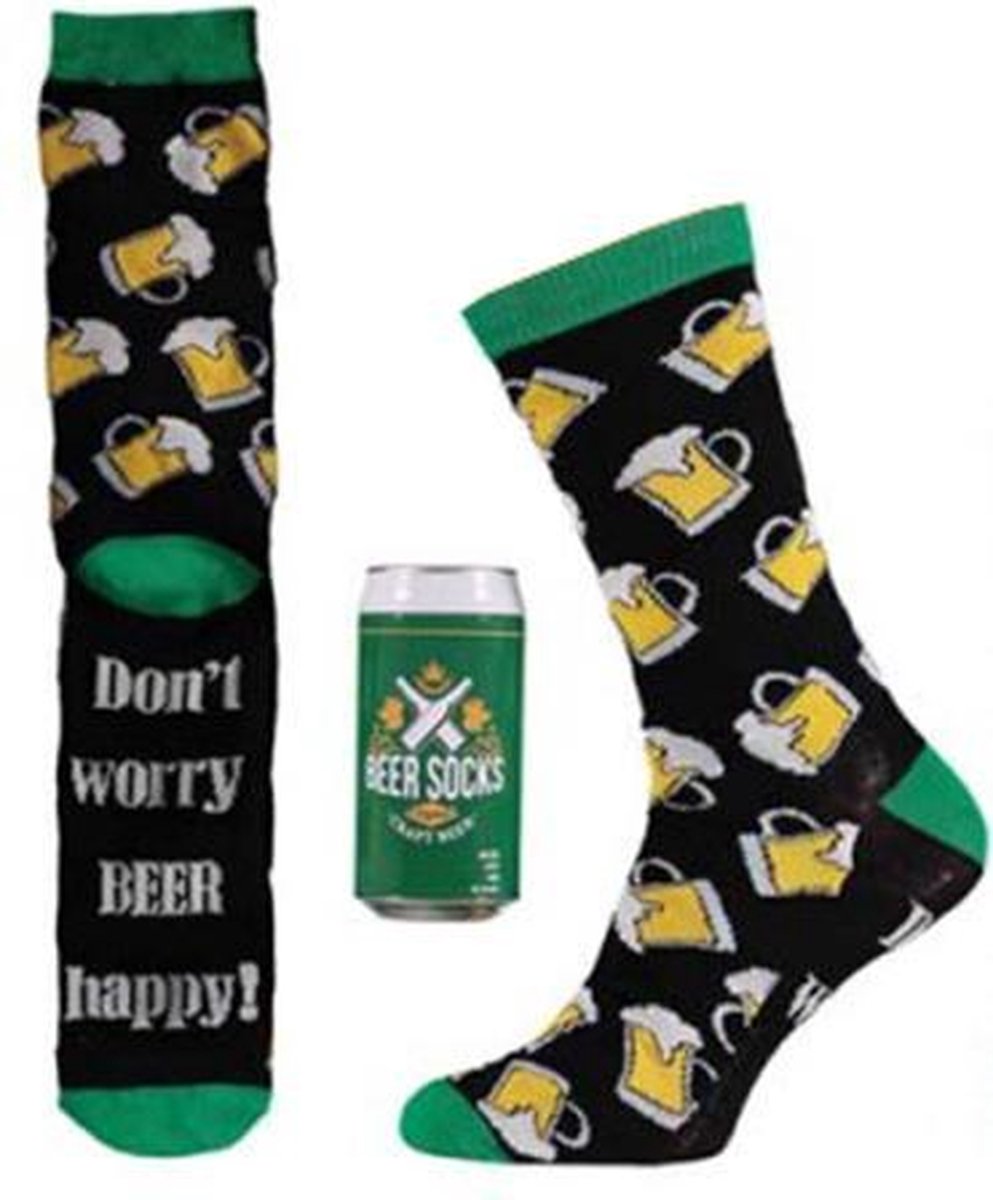 Bier Sokken - Blikje/Spaarpot - Groen - Maat 42-47