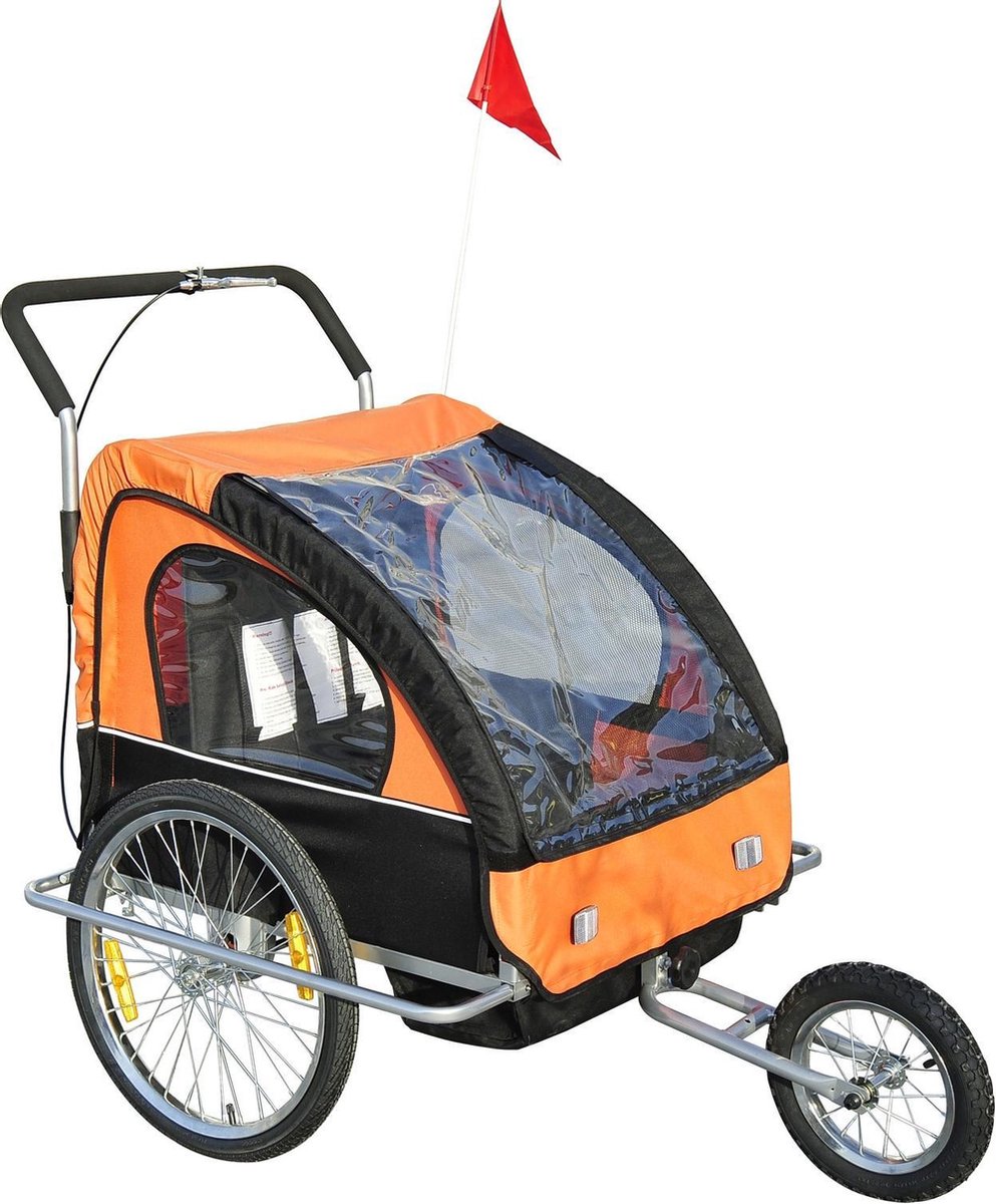 HOMdotCOM Fietskar Jogger 2-in-1 zwart/oranje