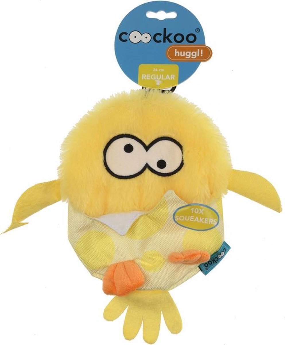 Coockoo Huggl squeakers Geel 24x18cm