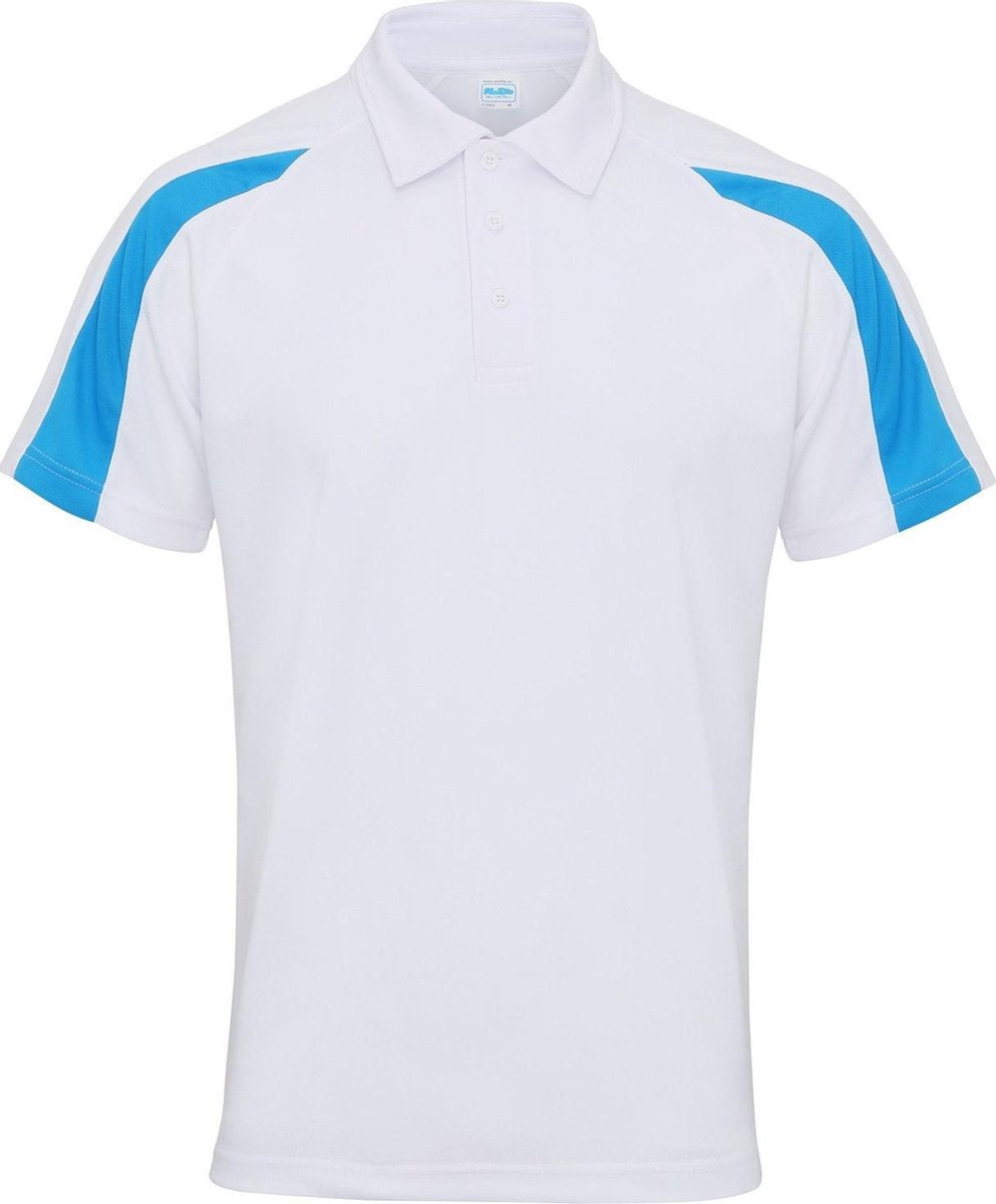 Awdis Gewoon Cool Mens Korte Mouw Contrast Paneel Poloshirt (Arctisch wit/saffierblauw)