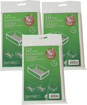 30x stuks plastic kattenbak afvalzakken wit 50 x 20 x 37 cm - Kattenbakzakken