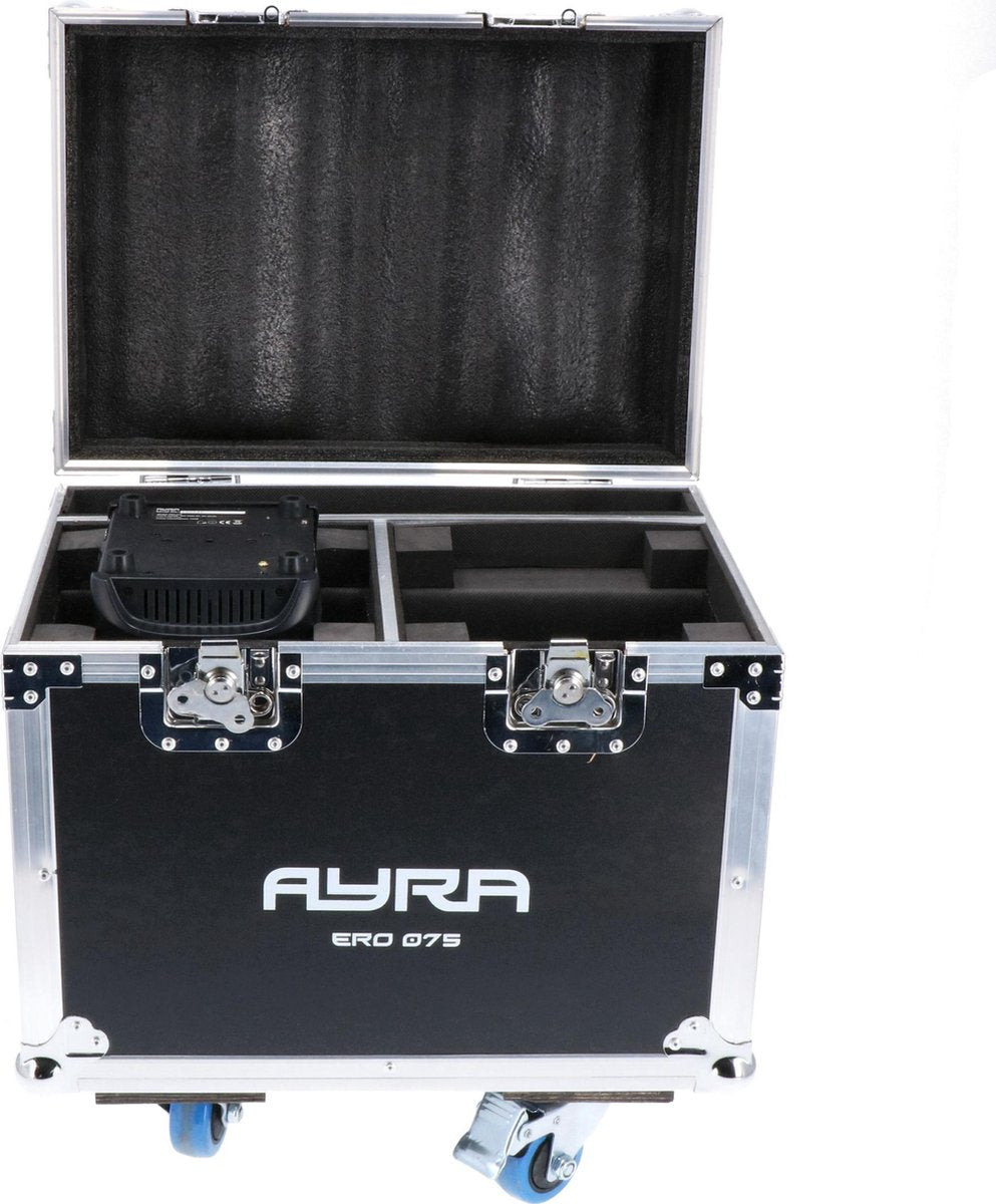 Heb je twee Ayra ERO 075 movingheads om te vervoeren? De Ayra 075-CASE is een case voor deze modellen