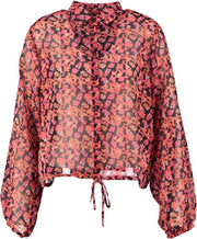 Catwalk junkie kortere oversized polyester blouse met wijde pofmouwen - valt ruim - Maat S