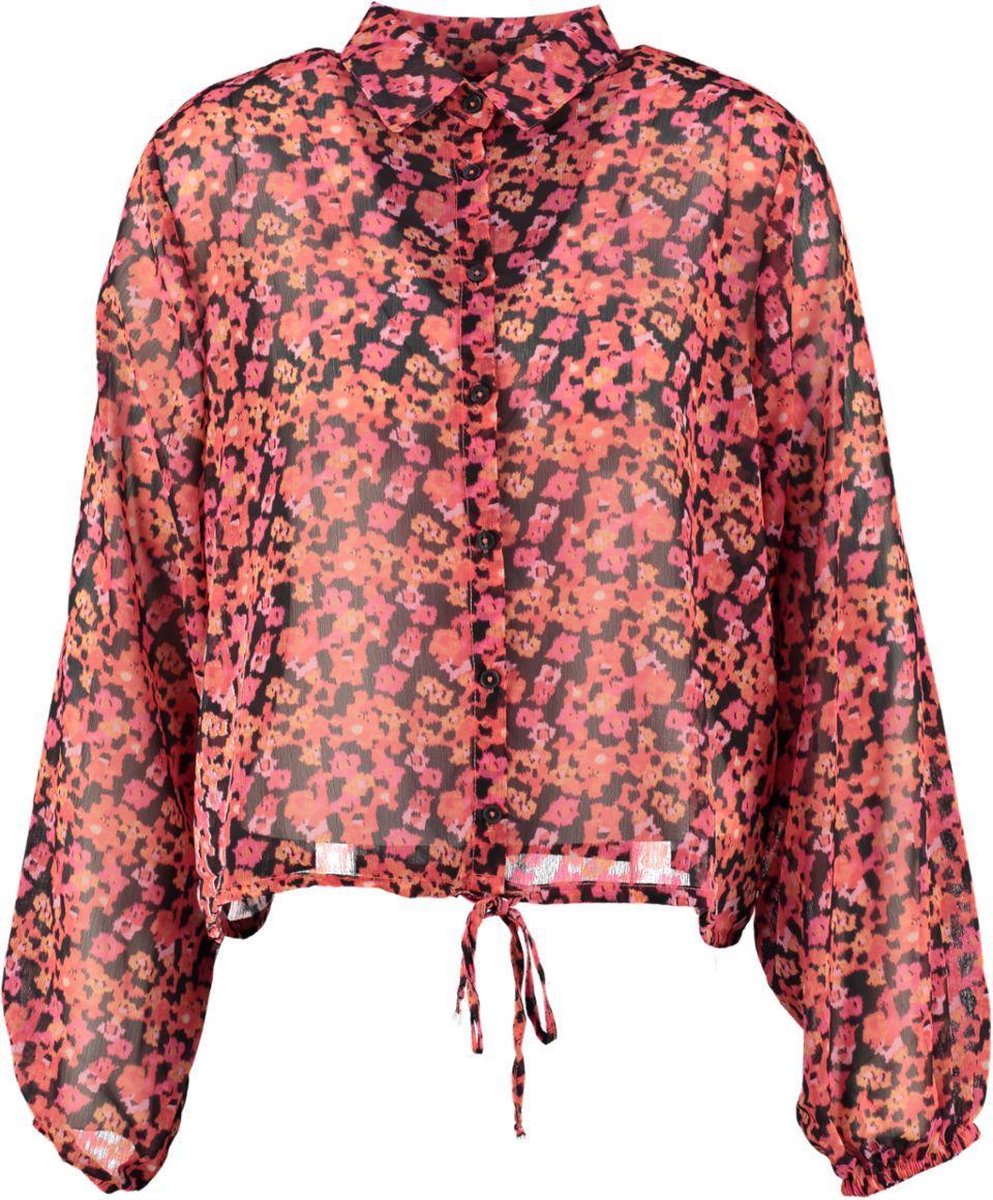 Catwalk junkie kortere oversized polyester blouse met wijde pofmouwen - valt ruim - Maat S