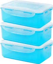 Lock&Lock Vershoudbakjes | Bewaardozen voedsel | Lunchbox - Set van 3 Stuks - 1 liter - Aqua