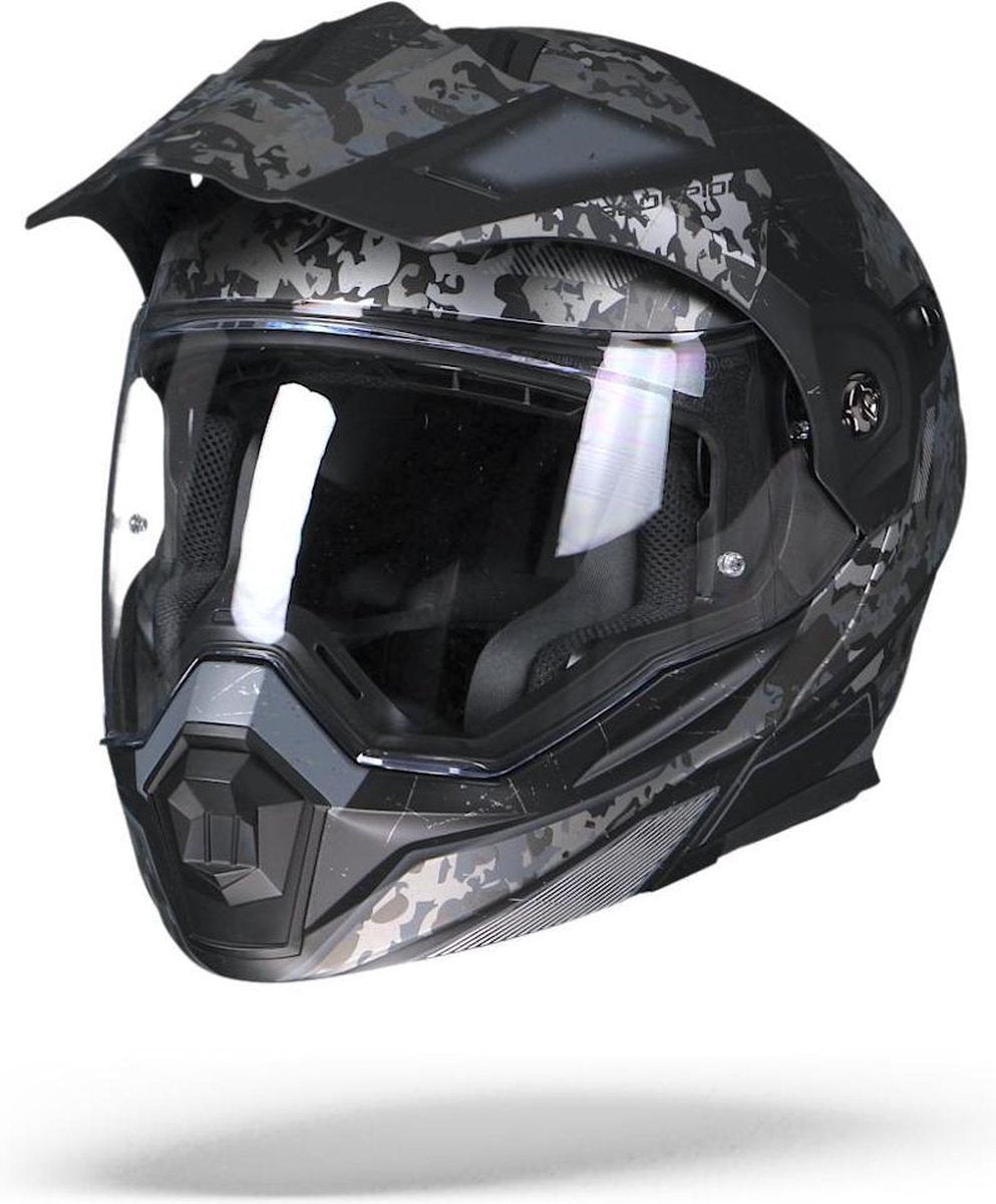 Scorpion ADX-1 Battleflage Mat Zwart Zilver Systeemhelm - Motorhelm - Maat XXL