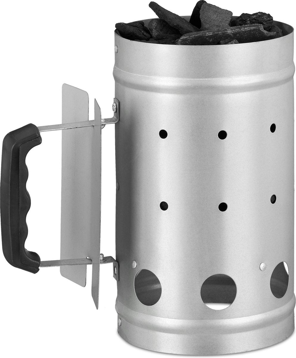 relaxdays brikettenstarter - BBQ starter - houtskool starter - barbecue starter - zilver