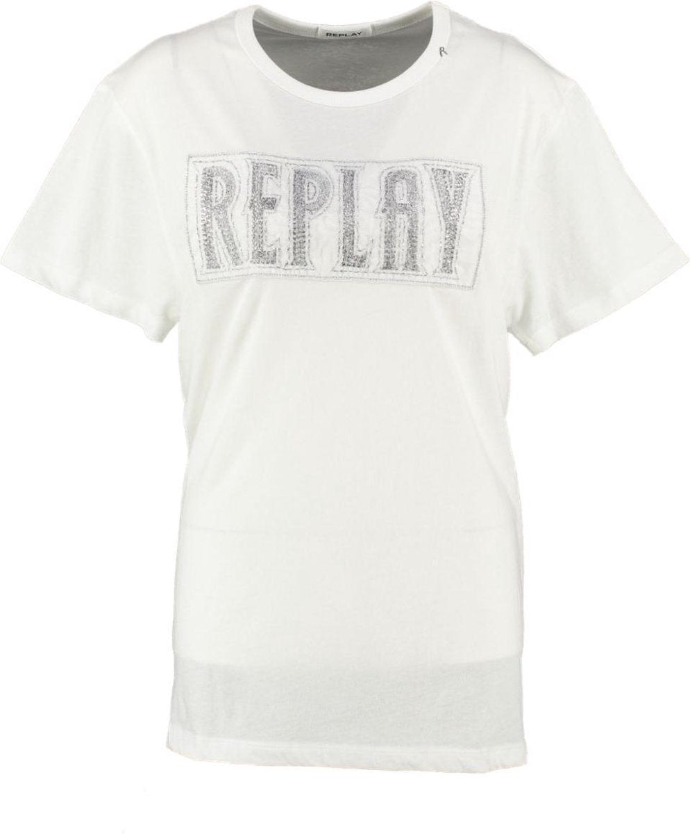Replay wit loose fit shirt - valt ruim - Maat XXS