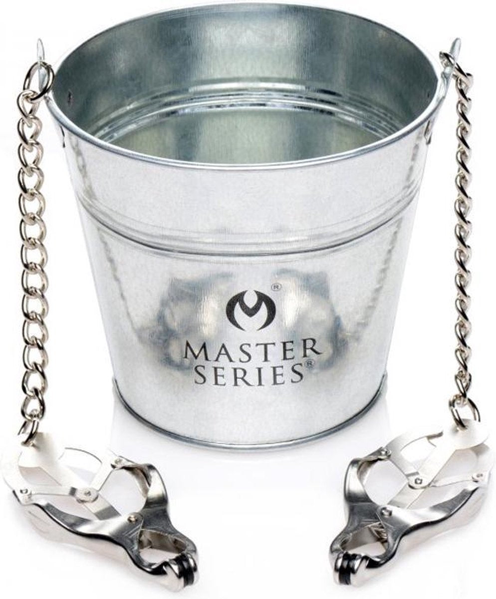 Slave Bucket Labia and Nipple Clamps - Silver - Suspension Bars -