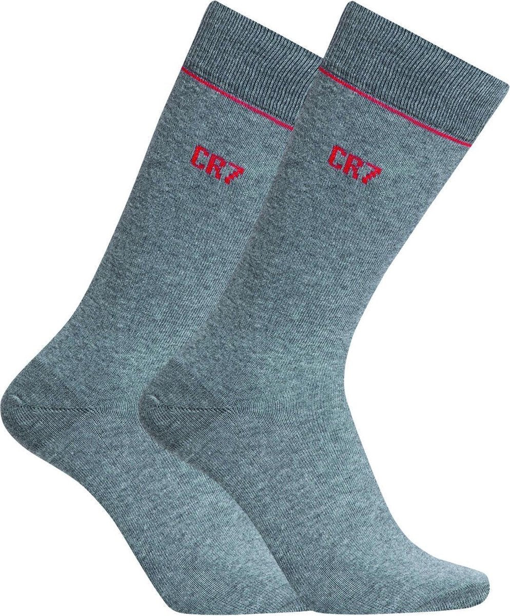 Cristiano Ronaldo 7 Socks 2-Pack Cotton Stretch Fashion Line Men Grey - Maat 40/46