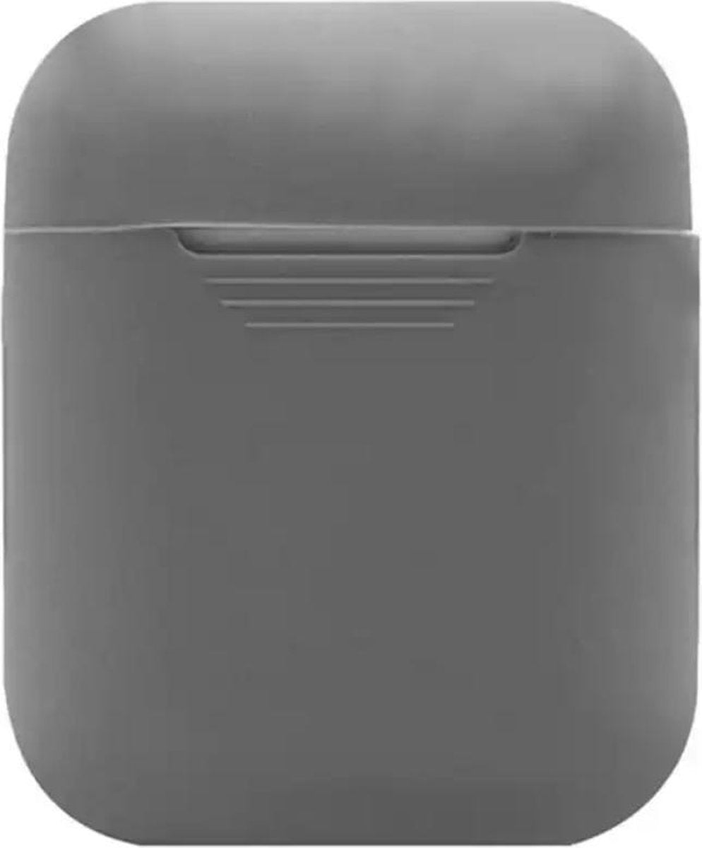 Siliconen Bescherm Hoesje Cover voor Apple AirPods Case -  Airpods Hoesje Siliconen Case Donker Grijs (Dark Gray)