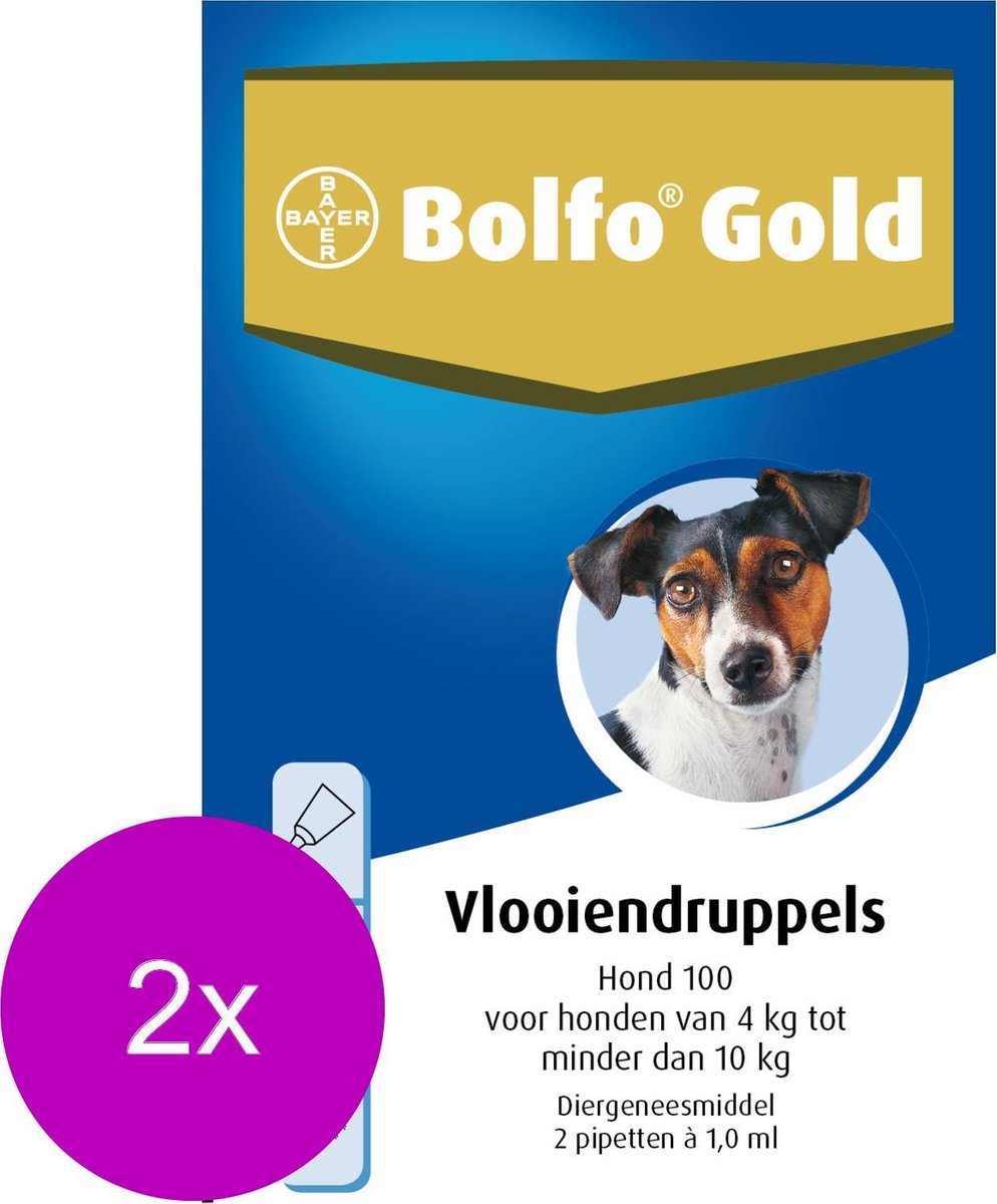 Bolfo Gold Hond 100 - Anti vlooienmiddel - 2 x 2 stuks 4 - 10 Kg