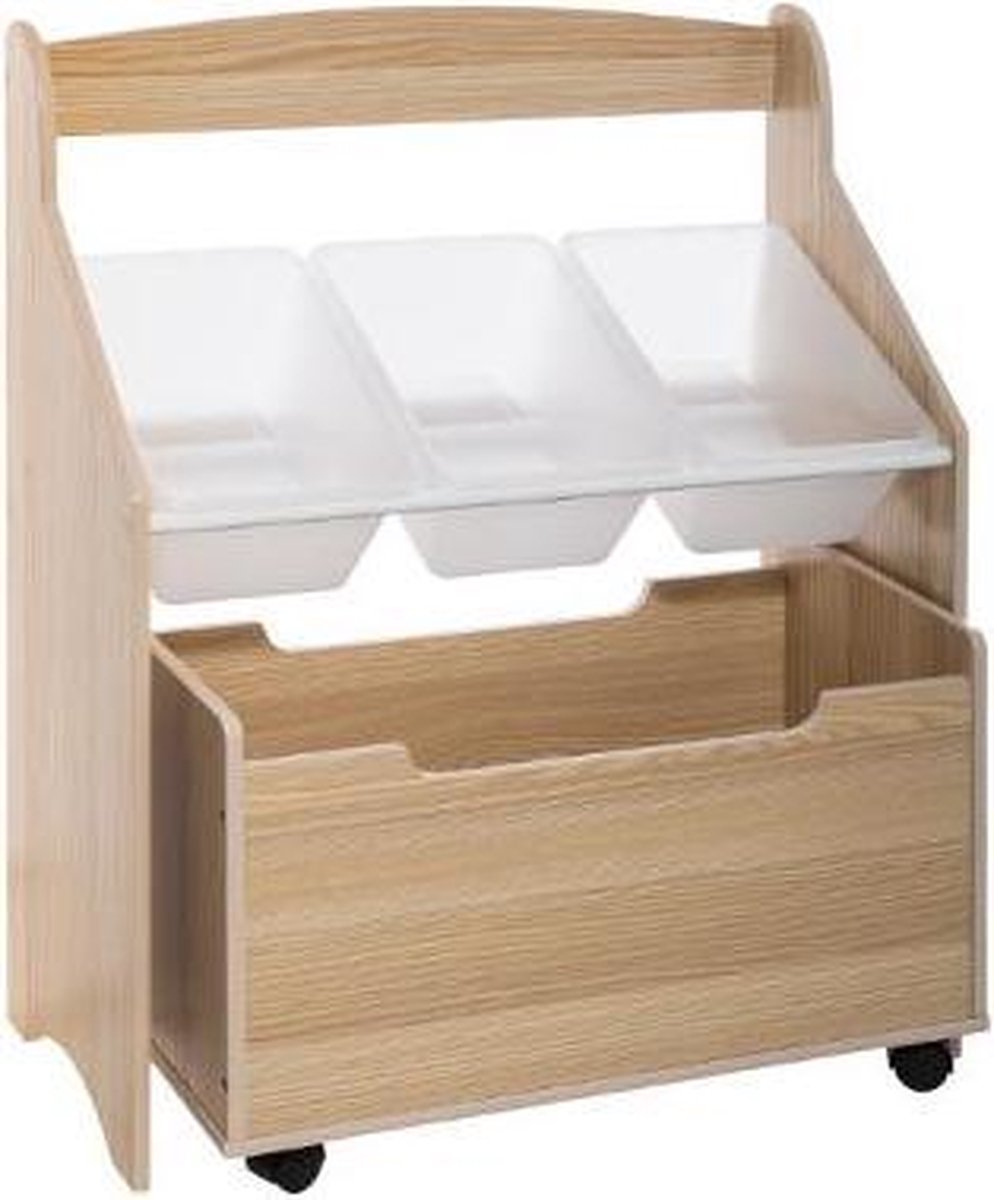 Atmosphera opbergmeubel hout - Opbergkist met 3 bakken - Organizer - Kinderkamer - Opberger
