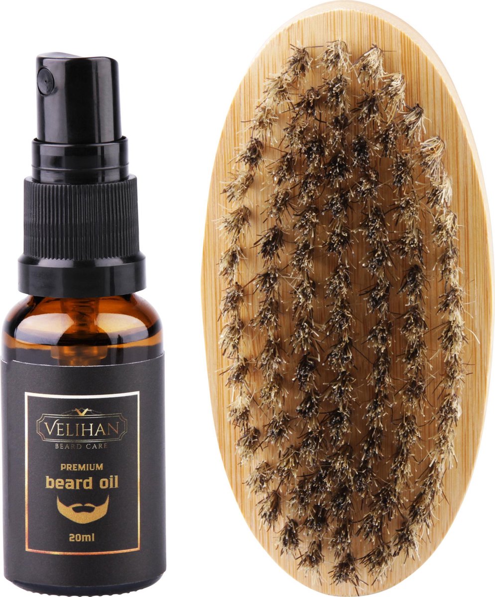 Velihan- Baardverzorging set- Gratis cadeau kaart- Baardolie- 20ml- Baard borstel- Sandalwood- Baard olie verzorging- Baard- Baard olie korte baard- Baard groei- Baard styling- Mannen Cadeau pakket- Mannen Geschenk set- Vaderdag cadeau