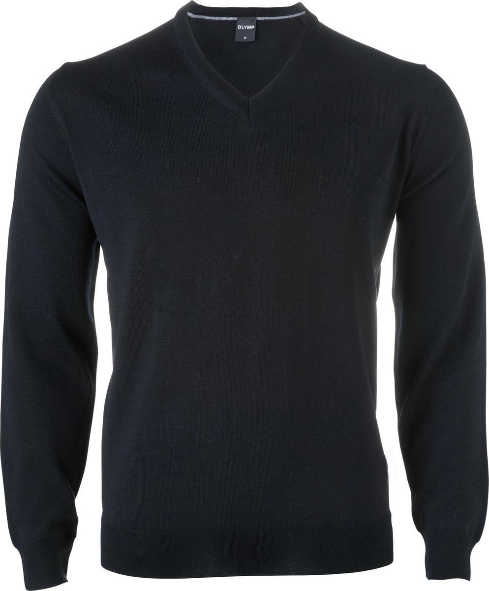 OLYMP modern fit trui wol - V-hals - zwart -  Maat: 3XL
