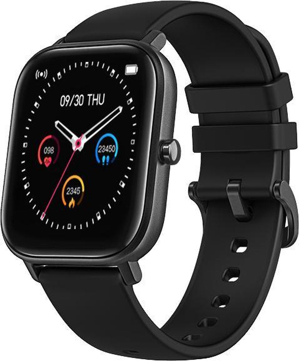 Smartwatch Zwart - Stappenteller Zwart - Fitness horloge voor dames en heren - Hartritme - Met App - Sporthorloge Zwart - Sporttracking - Meetapparatuur-  Gezondheid