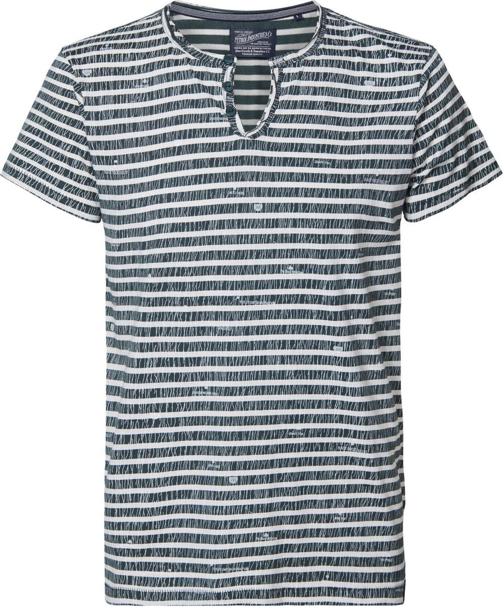 Petrol Industries - Heren v-hals t-shirt - Groen - Maat S
