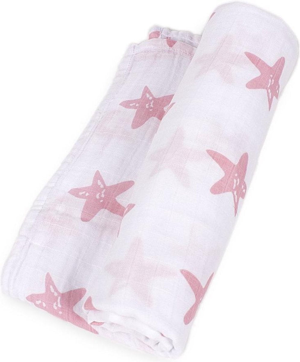 Interbaby Wikkeldeken Estrella 120 X 120 Cm Katoen Wit/roze