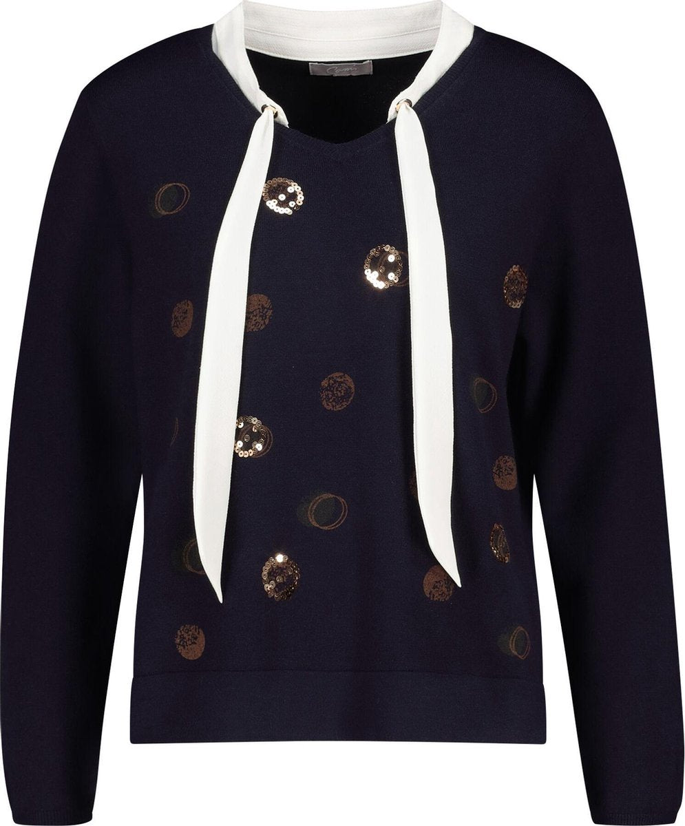Cassis - Hemd-trui met cirkels van lovertjes - Marineblauw