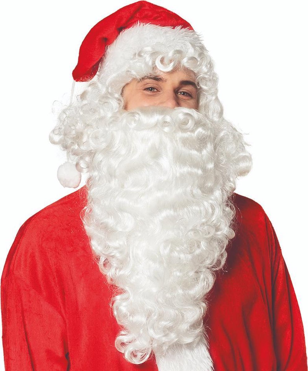 Boland Kerstman Pruik En Baard Heren Wit 2-delig