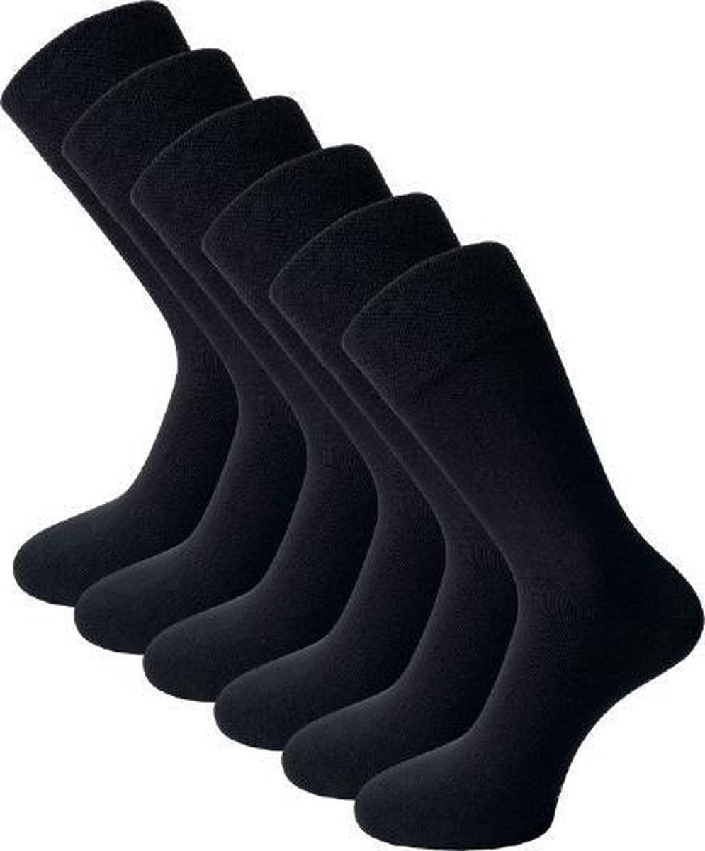 6 paar SQOTTON Herensokken - Gold Label - Naadloos - Zwart - Maat 43-46