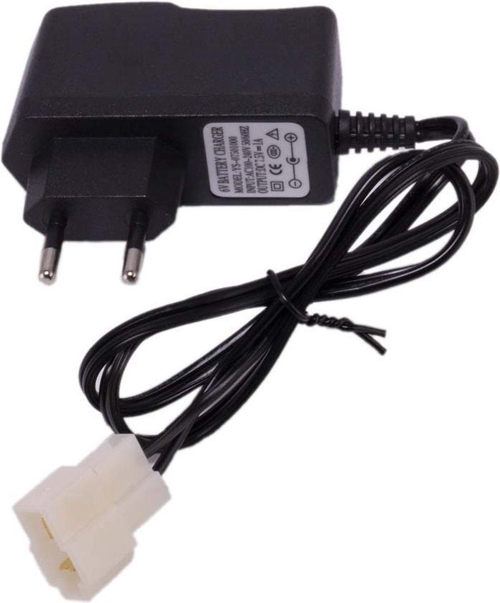 Universele 6V oplader - druppelader - acculader met T stekker voor elektrische kinderauto - kindermotor - kinderquad - kindertractor - accuvoertuig