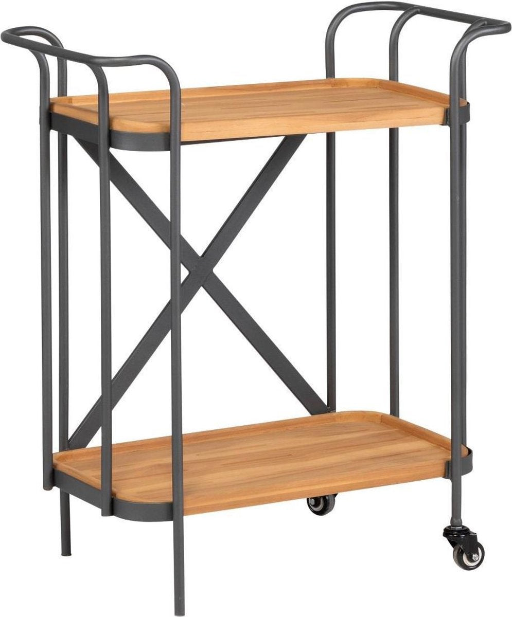 Nancy's Lemoore Station Trolley - Teatrolley - Keukentrolley - Opbergen - Naturel/Grijs - 76 x 39 x 86 cm
