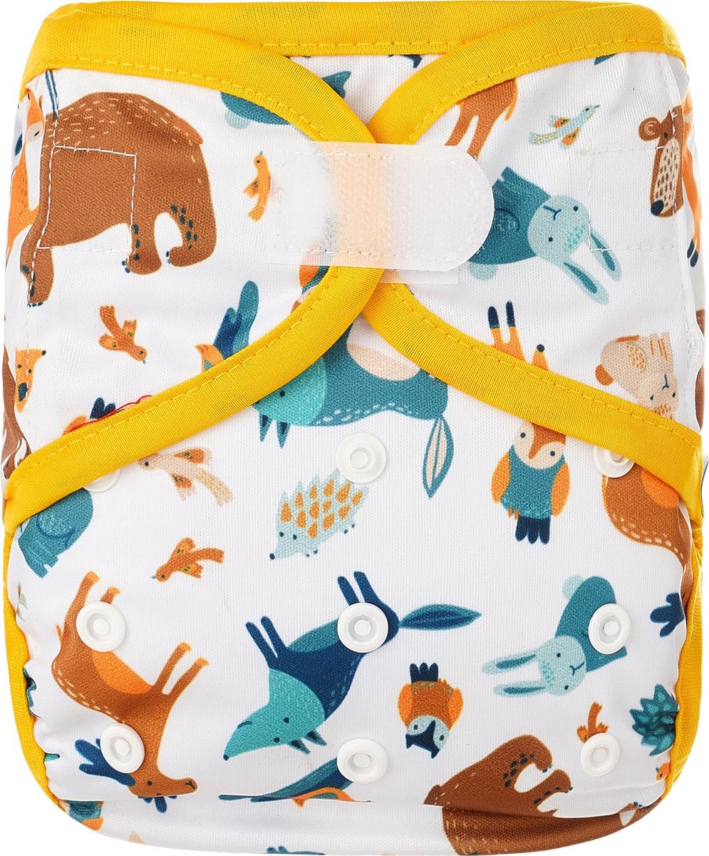 HappyBear - Luierbroekje Bosdieren | 4-15kg - Wasbaar - Onesize - Wasbare luiers - Overbroekje