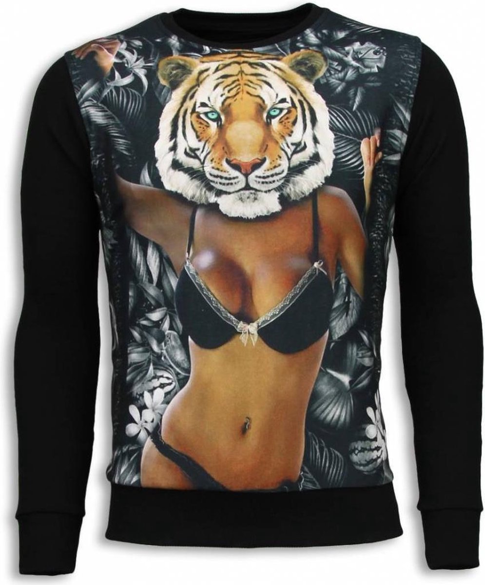 Local Fanatic Tiger Chick - Sweater - Zwart - Maten: L