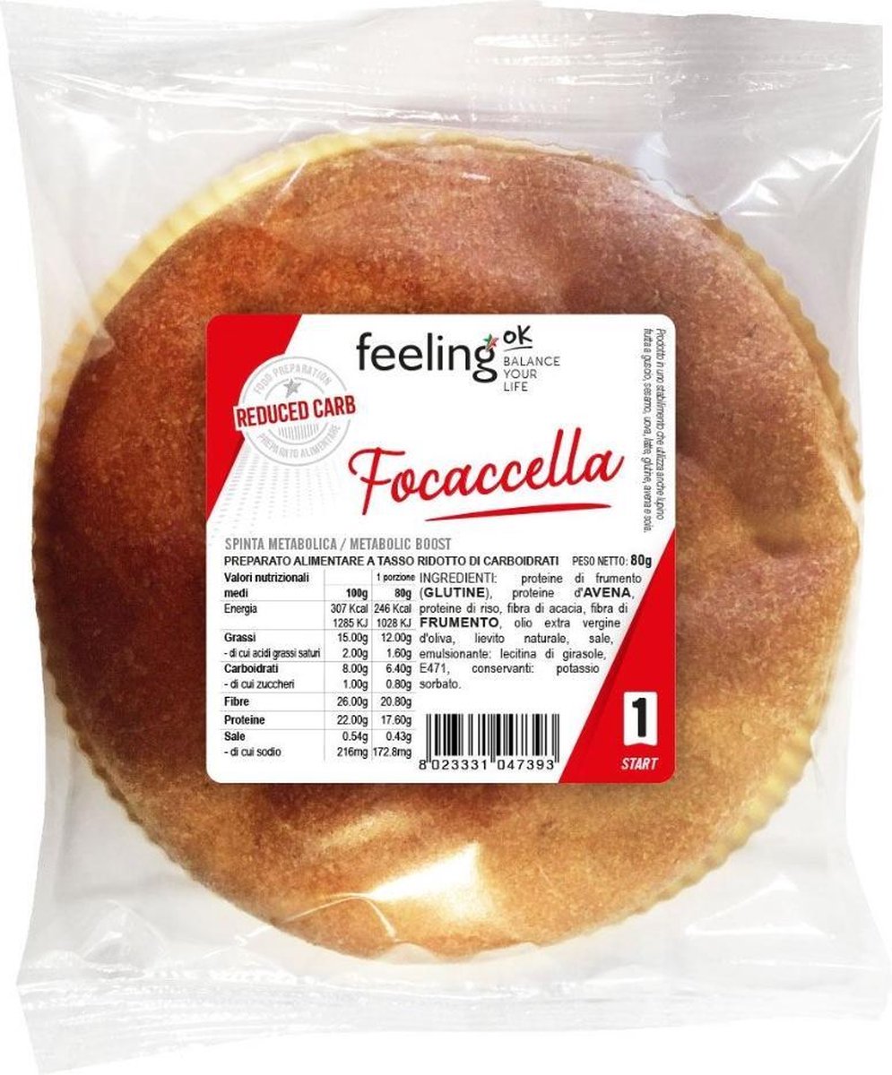 Feeling OK |  Focaccella | 1 x 80 gram  | Koolhydraatarm eten doe je zó!