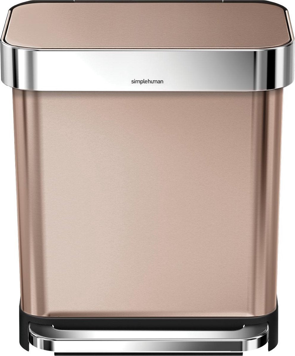 Simplehuman Prullenbak Rectangular - RVS - Incl Liner Pocket - 30 l - Rose Gold
