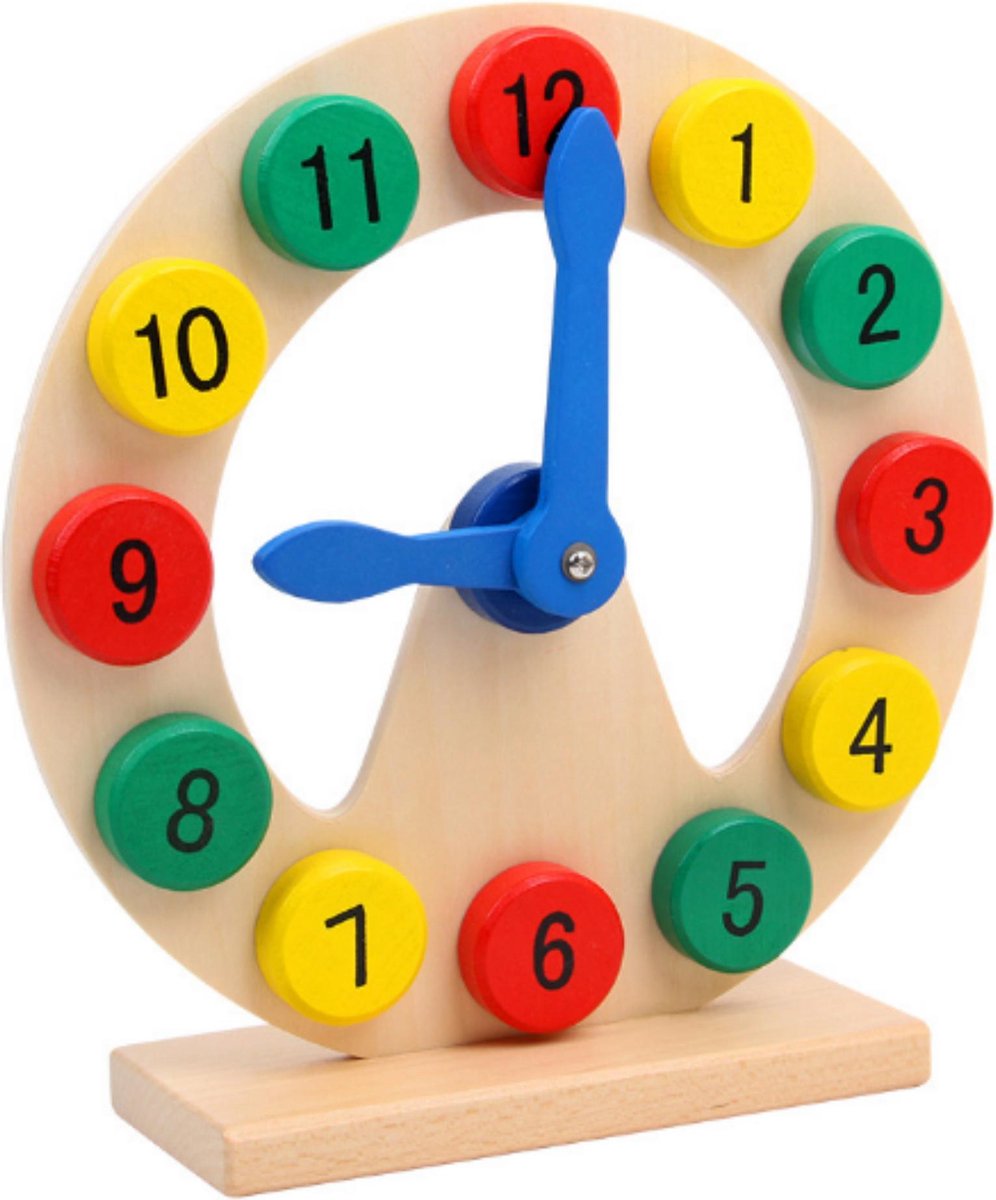 leren klokkijken - houten oefenklok - educatief speelgoed - montessori - houten speelgoed klok - Blijderij