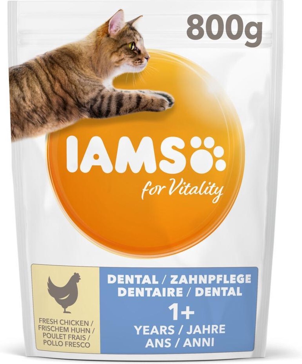 4x Iams Kat Adult Dental Kip 800 gr