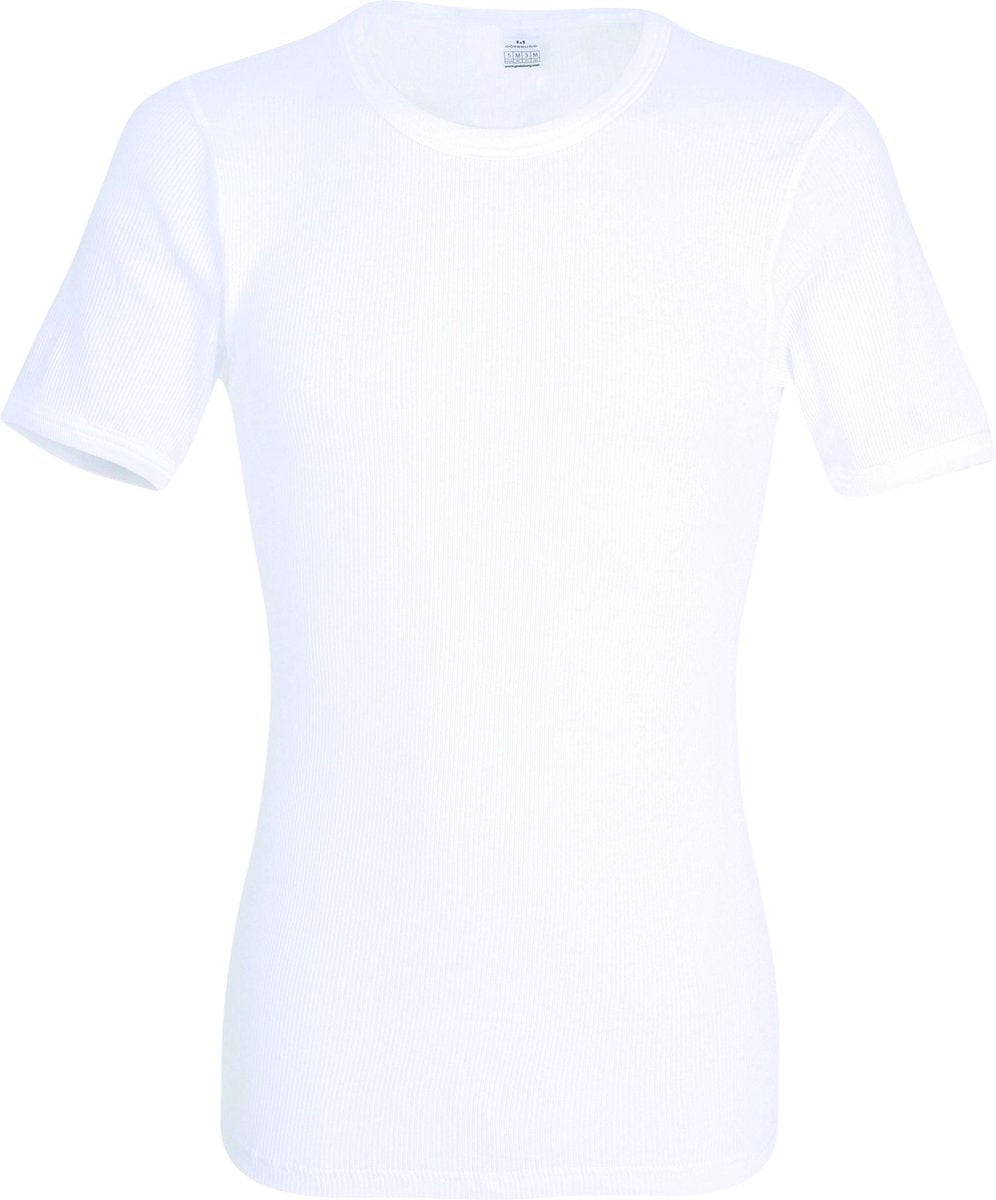 Gotzburg heren T-shirt regular fit (1-pack) - doppelripp heren shirt O-hals - wit -  Maat: L