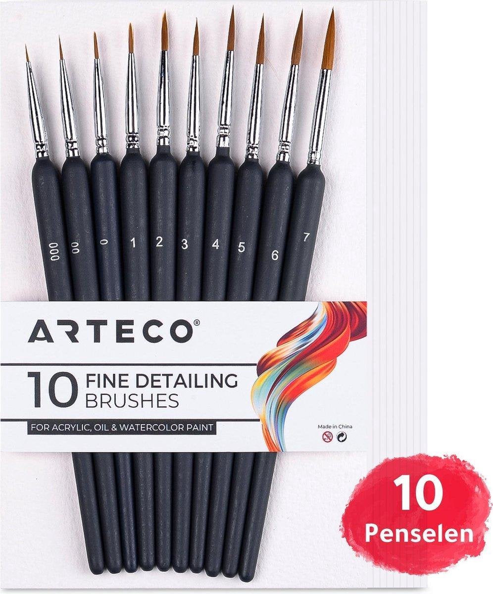 ARTECO® 10 Fijne Penselen – Incl. Aquarelpapier - Penselenset - Kwasten – Kalligrafie
