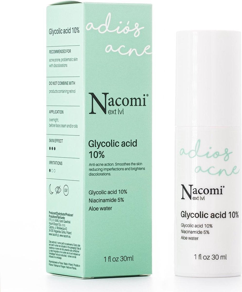 Nacomi Glycolic Acid Glycolzuur Peeling Serum 10% 30ml.